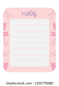 blank notes page with decorative leaves