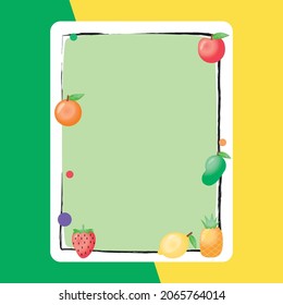Blank notes paper with fruits illustration design