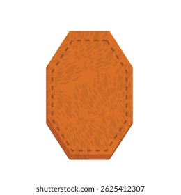 Blank octagon leather label with stitching showing a natural pattern