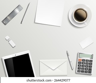Blank office desk background. Vector image.