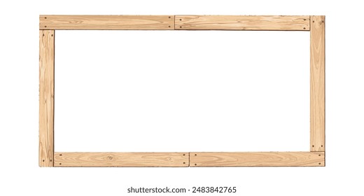 Blank old cut timber panels frame isolated graphic illustrated. Wooden border whitewashed texture pattern.