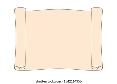 Blank old map on a rolled up paper scroll isolated on white background - Vector illustration.