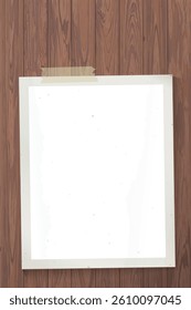 Blank old photograph paper vertical frames stick on cut timber panels vertical background graphic illustration have blank space.