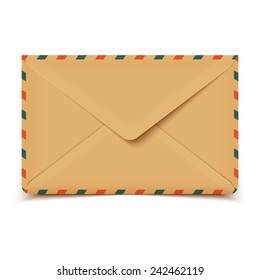 Blank old retro vector envelope isolated on white