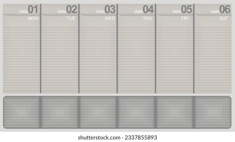 Blank one week desk calendar. vector illustration