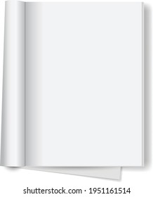 Blank open book isolated on white background