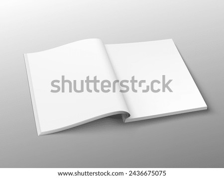 Blank Open Book Of Magazine Isolated On White Background. EPS10 Vector