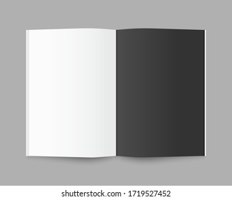 Blank open book, magazine and notebook mockup with soft shadows. Mockup vector isolated. Template design. Realistic vector illustration.