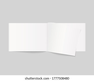 Libro abierto en blanco, revista y bloc de notas con sombra suave. Vector de mordaza aislado. Diseño de plantilla. Ilustración vectorial realista.