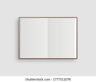 Blank open book, magazine and notebook mockup with soft shadow. Mockup vector isolated. Template design. Realistic vector illustration.