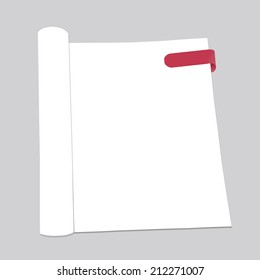 Blank open book template on white background