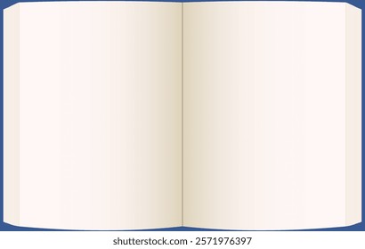 Blank open book top view, Two page spread book.
