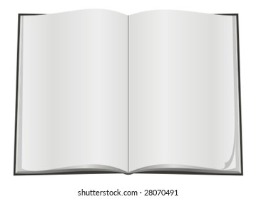 Blank open book with white page