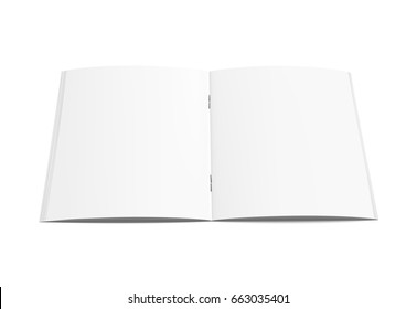 blank open brochure 3d illustration, can be used as design element, isolated white background, elevated view