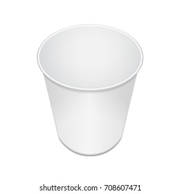 Blank Open Food Cup Container For Fast Food, Dessert, Ice Cream, Yogurt Or Snack. Vector Illustration, Mock Up Template for your design