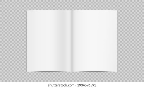 Blank Open Half-folded Thin Book Or Brochure Isolated On White Background. EPS10 Vector
