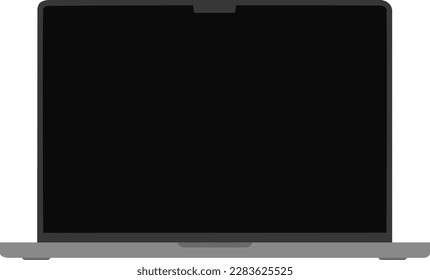 Ordenador portátil abierto en blanco con pantalla negra. Ilustración hecha el 2 de abril de 2023, Zurich, Suiza.