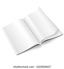 Blank Open Magazine, Book, Booklet, Brochure, Cover. Illustration Isolated On White Background. Mock Up Template Ready For Your Design. Vector EPS10