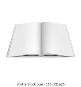 Blank Open Magazine, Book, Booklet, Brochure, Cover. Illustration Isolated On White Background. Mock Up Template Ready For Your Design. Vector EPS10