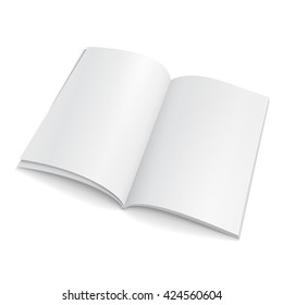 Blank Open Magazine, Book, Booklet, Brochure, Cover. Illustration Isolated On White Background. Mock Up Template Ready For Your Design. Vector EPS10
