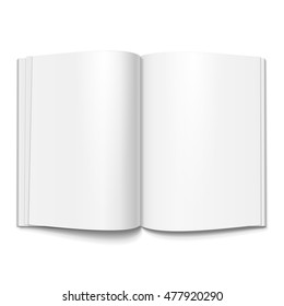 Blank Open Magazine, Book, Booklet, Brochure, Cover. Illustration Isolated On White Background. Mock Up Template Ready For Your Design. Vector EPS10