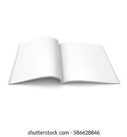 Blank Open Magazine, Book, Booklet, Brochure, Cover. Illustration Isolated On White Background. Mock Up Template Ready For Your Design. Vector EPS10