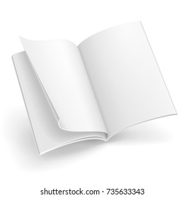 Blank Open Magazine, Book, Booklet, Brochure, Cover. Illustration Isolated On White Background. Mock Up Template Ready For Your Design. Vector EPS10