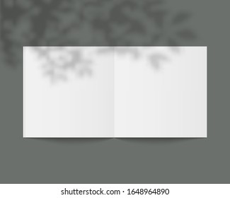 Blank open magazine, book, notebook, booklet, brochure or catalog. Open book mockup with shadow overlay. Mockup vector isolated. Template design. Realistic vector illustration.