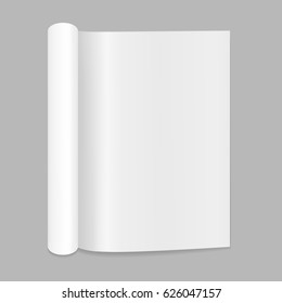 Blank Open Magazine Mockup With Rolled Page