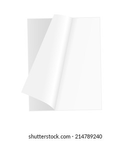 Blank open magazine template on white background with soft shadows. Vector illustration. EPS10.