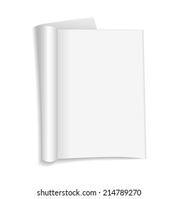 Blank open magazine template on white background with soft shadows. Vector illustration. EPS10.