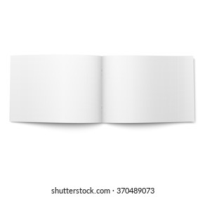 Blank open magazine template on white background. Wide format. Ready for your design. Vector illustration.