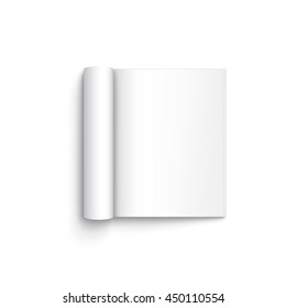Blank open magazine template on white background with soft shadows. Vector illustration. EPS10.