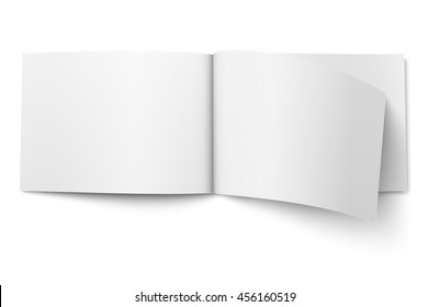 Blank open magazine template on white background. Wide format. Ready for your design. Vector illustration.