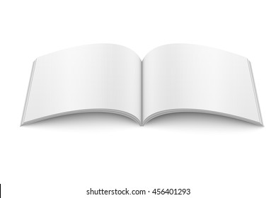 Blank open magazine template on white background. Wide format. Vector illustration. Ready for your design.