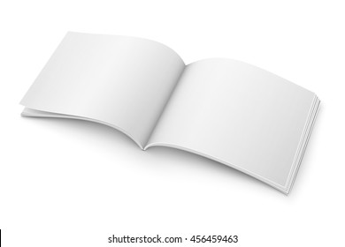 Blank open magazine template on white background. Wide format. Vector illustration. Ready for your design.