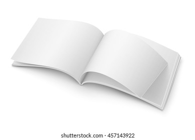 Blank open magazine template on white background. Wide format. Vector illustration. Ready for your design.