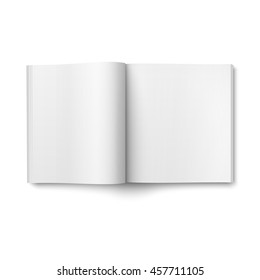 Blank open magazine template on white background. Square format. Ready for your design. Vector illustration.