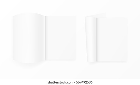 Blank Open Magazine Template With Soft Shadows. EPS10 Vector