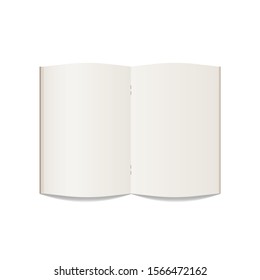 Blank open notebook. Realistic notebook mockup isolated on white background. Mock up template. Vector illustration.