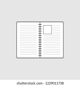Blank open notebook with ruled pages