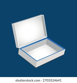 Vector plano de caja de regalo de papel abierto en blanco sin ilustración de líneas