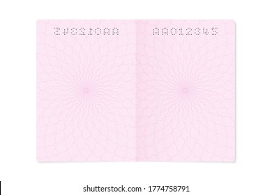 Blank Open Passport Page. Empty Sheet With Number, Closeup Citizen Identity Document Template, Vector Isolated Illustration