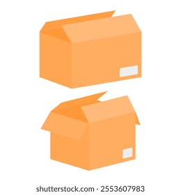 Blank Open Shipping Cardboard Box Vector. Shipping Cardboard Box Icon.