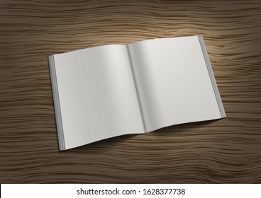 Blank Open Square Brochure On Table. EPS10 Vector