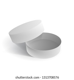 Blank Open White Shoes Or Gift Round Box. EPS10 Vector