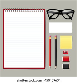 Blank opened book. Blank book with pencil. Compass vector. Photo frame vector. note pad. use for graphic, creative, business, education, vector illustration