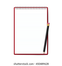 Blank opened book. Blank book with pencil. note pad. use for graphic, creative, business, education, vector illustration