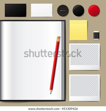 Blank opened book. Blank book with pencil. Photo frame vector. note pad. use for graphic, creative, business, education, vector illustration
