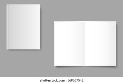 Blank opened and closed magazine template on gray background with soft shadows.Set realistic, eps 10